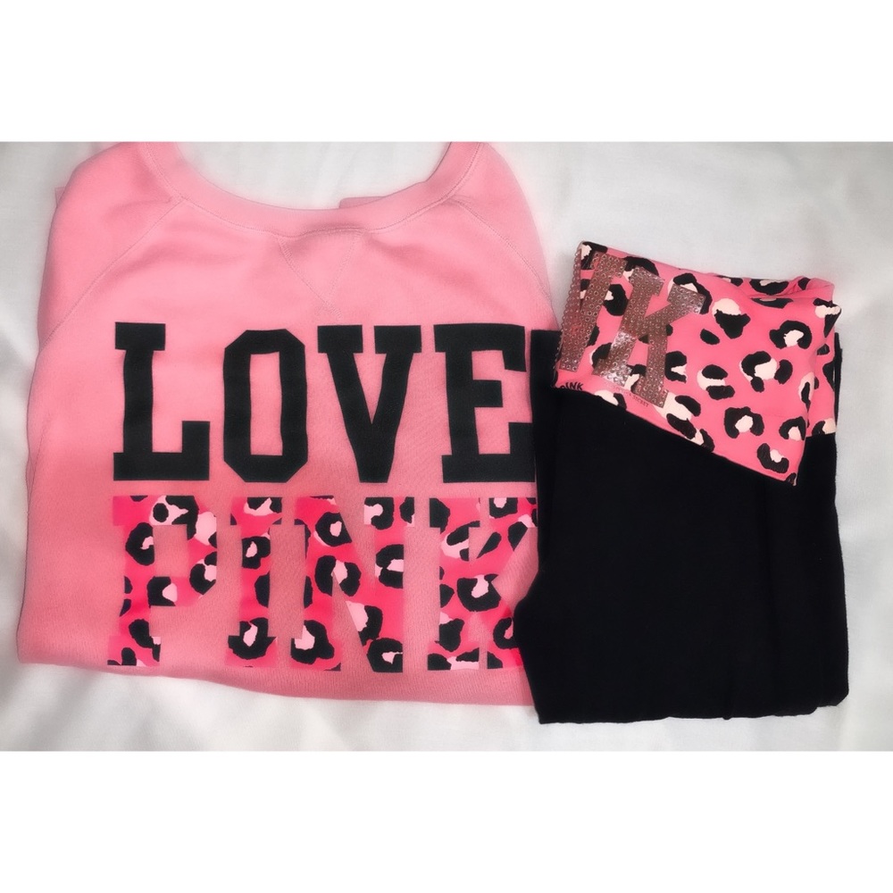PINK sweatshirt and leggings set!